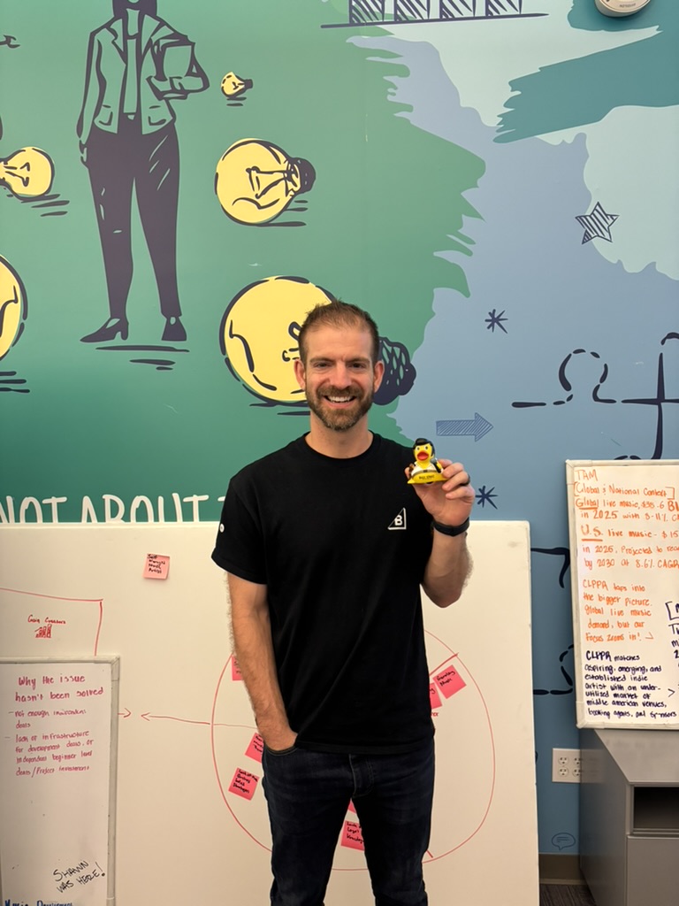 James Q. Quick with their rubber duck