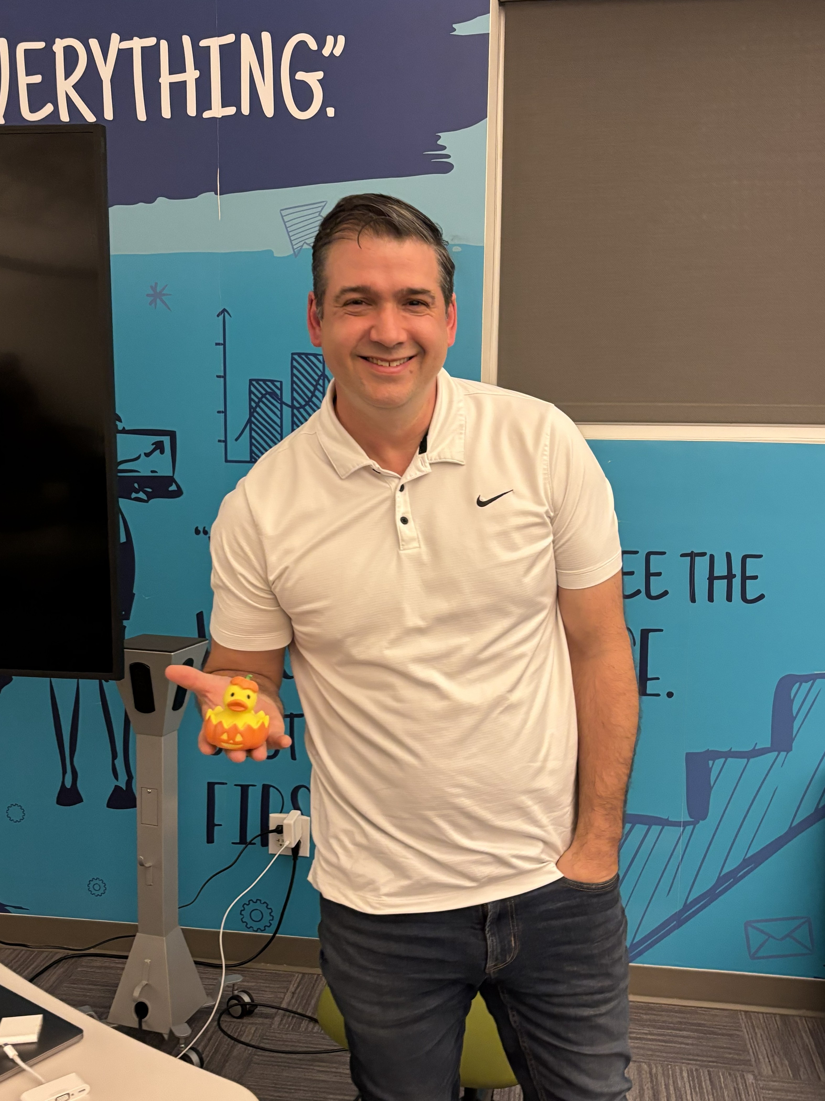 John Lloyd with their rubber duck