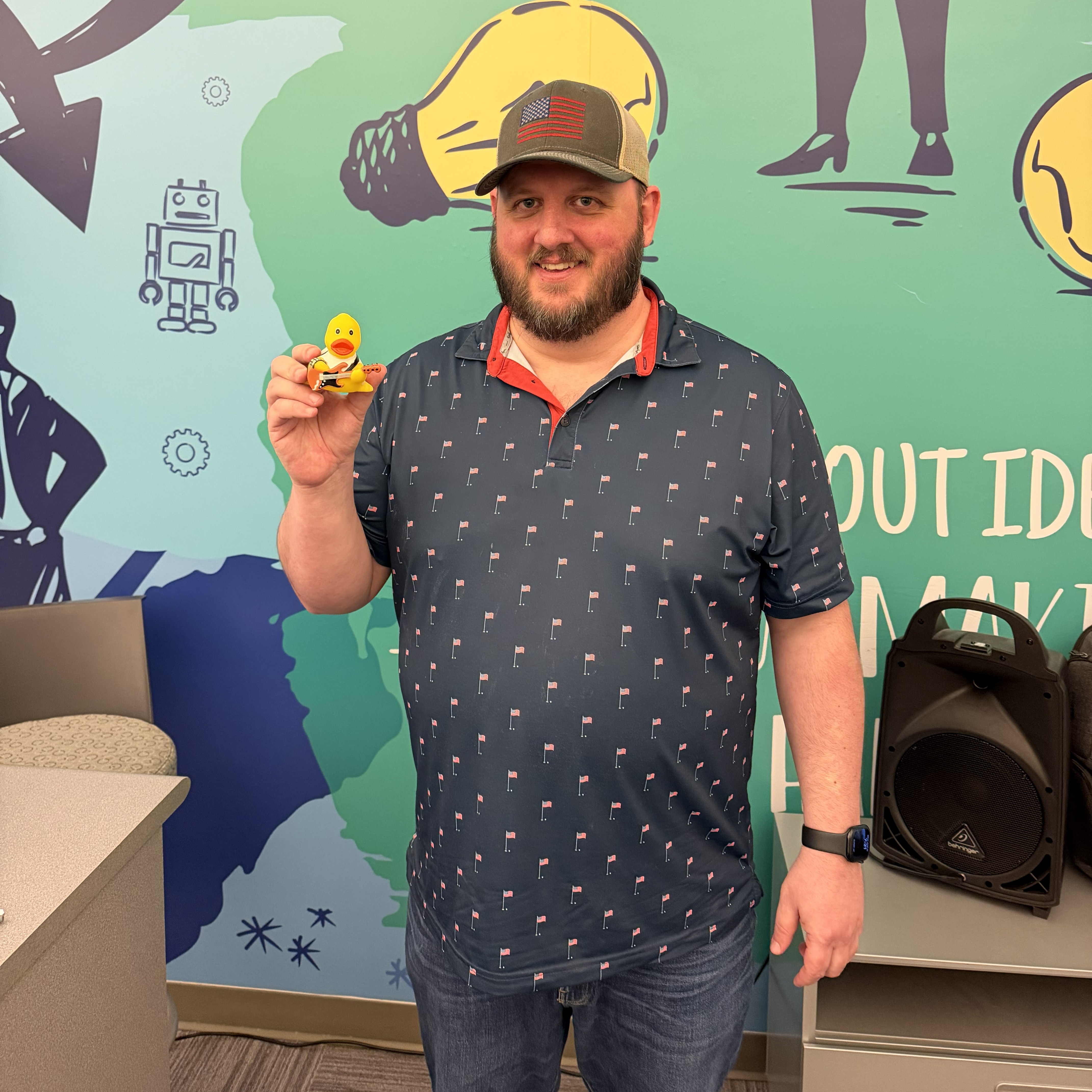 Mac McMorries with their rubber duck